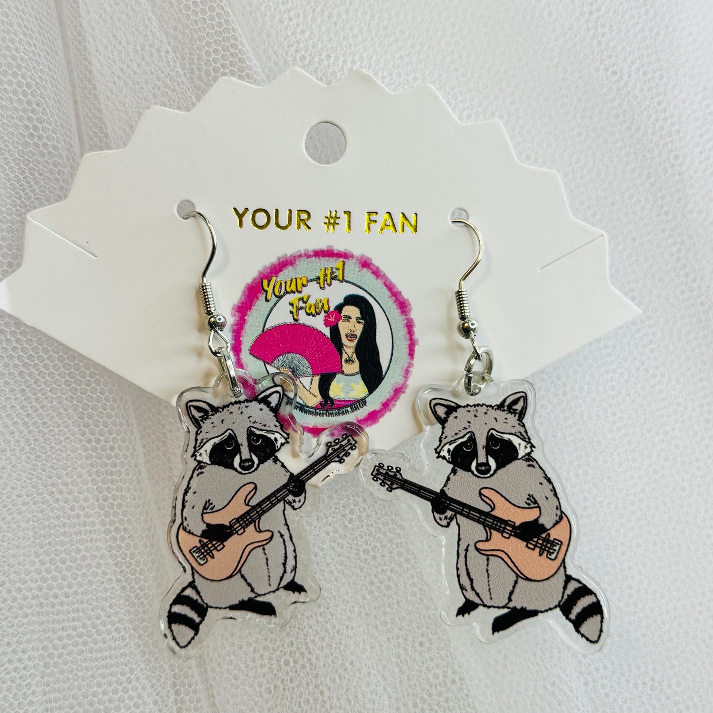 Raccoon With Guitar (Earrings)