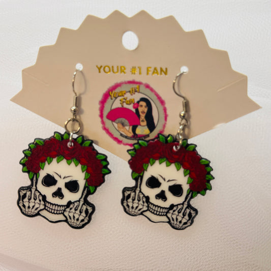 Skull w/ Middle Finger & Rose Headband (Earrings)