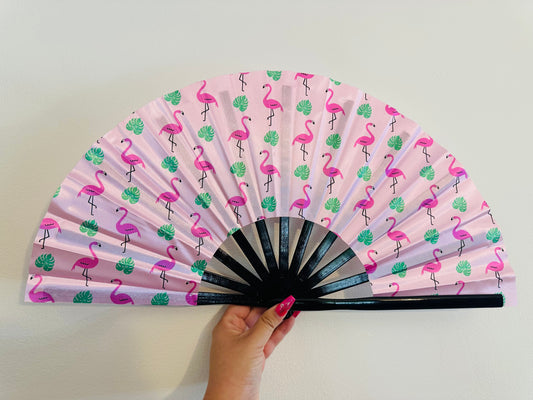 ✅Tropical Pink Flamingos (Small Fan)